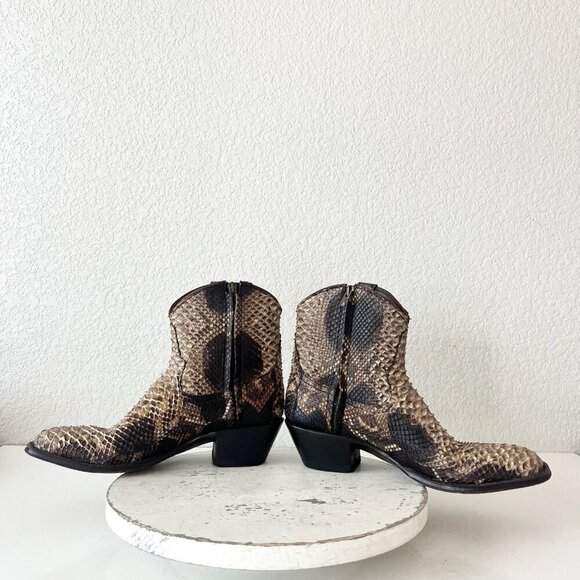 Rod Patrick Womens Cowboy Bootie 8.5A Python Leather Western Cowgirl Short Boots - Picture 7 of 11